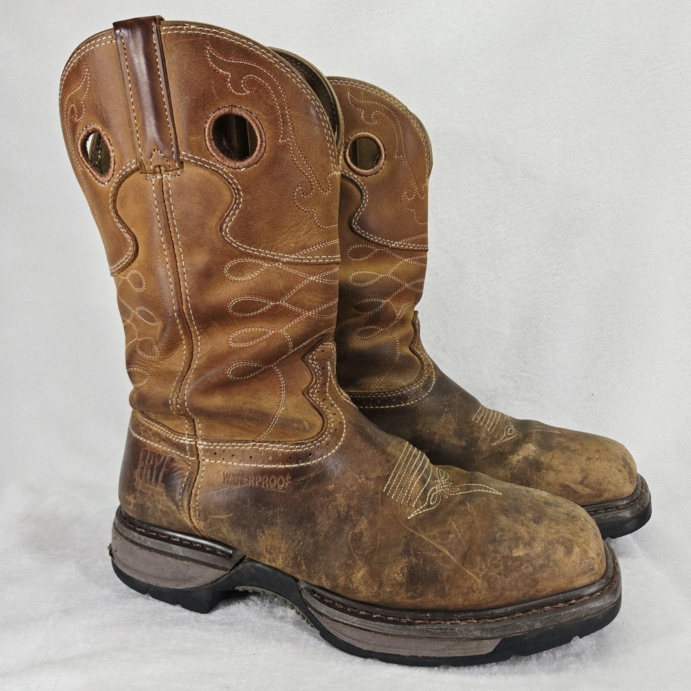 Frye 10" Wellington‎ Work Boots Mens 10.5 Brown Leather Steel Toe Waterproof